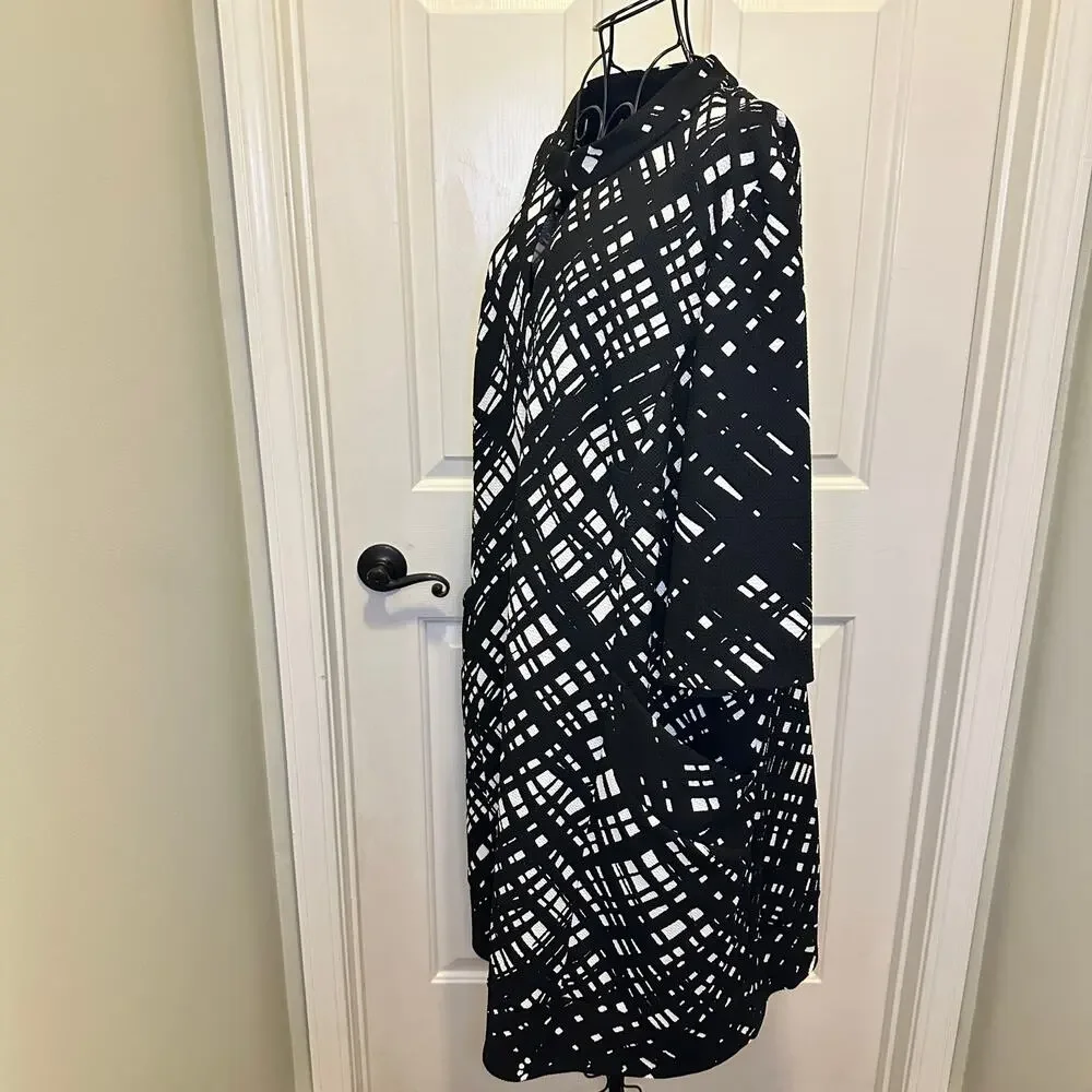 CHRIS MCLAUGHLIN 24W A-Line Shift Career Dress Women Black&White Geometric Dress